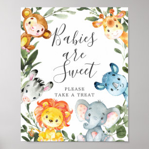 Jungle Animals Baby Shower Babies Are Sweet Sign