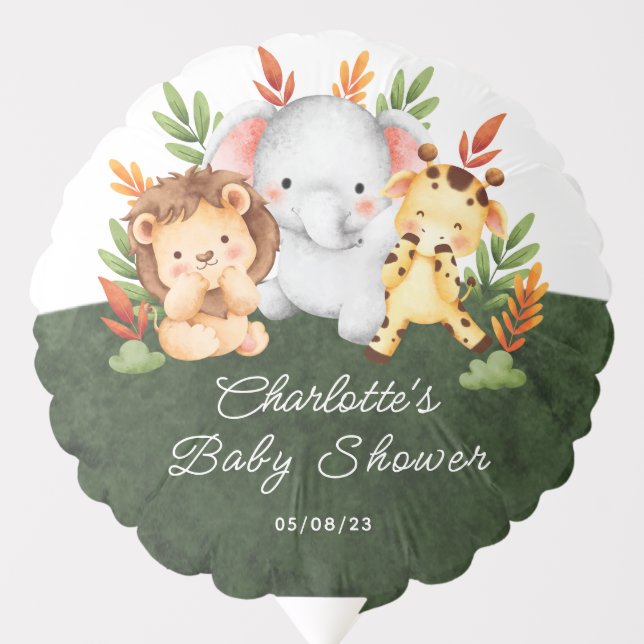 Jungle Animals Baby Shower Balloon (Front)
