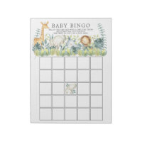 Jungle Animals Baby Shower Bingo Game Notepad