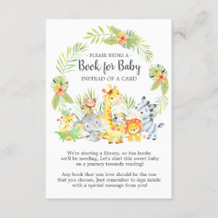 Jungle Animals Baby Shower Book for Baby Card