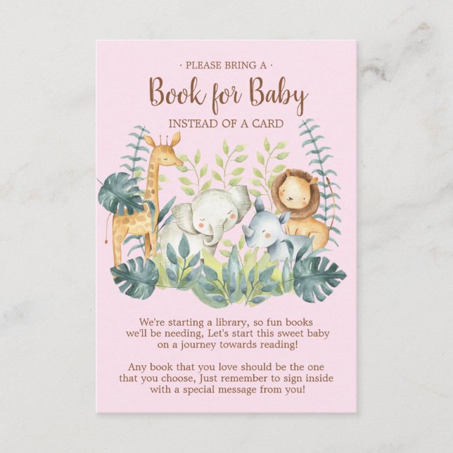 Jungle Animals Baby Shower Book for Baby Card (Front)