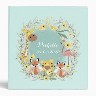 Jungle animals baby shower boy or girl. 3 ring binder