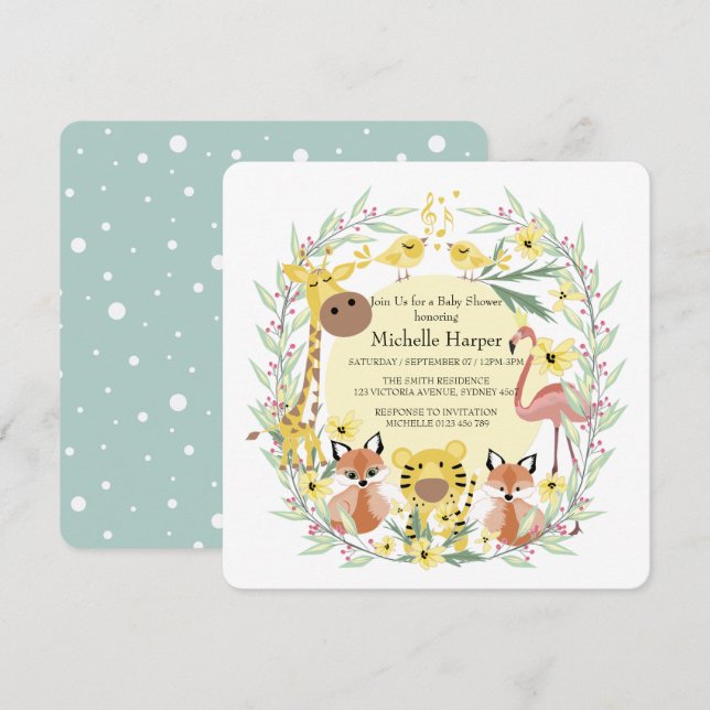 Jungle animals baby shower boy or girl. holiday card (Front/Back)