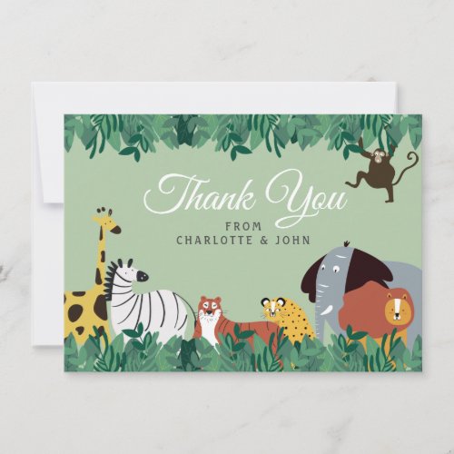 Jungle Animals Baby Shower Cute Thank You Card