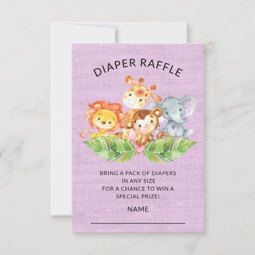 Jungle Animals Baby Shower Diaper Raffle Ticket Invitation
