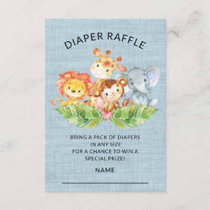 Jungle Animals Baby Shower Diaper Raffle Ticket Invitation