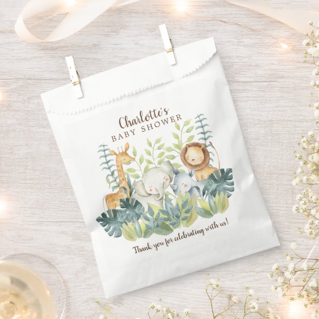 Jungle Animals Baby Shower Favor Bags (Clipped)