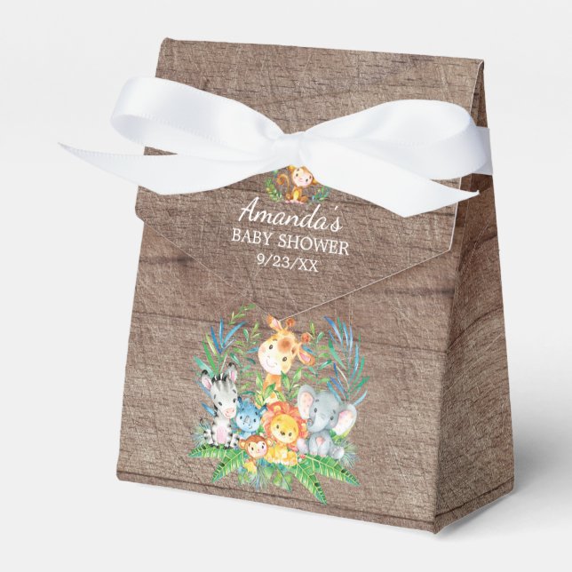 Jungle Animals Baby Shower Favor Box (Front Side)