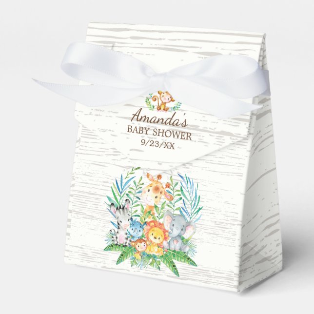 Jungle Animals Baby Shower Favor Box (Front Side)
