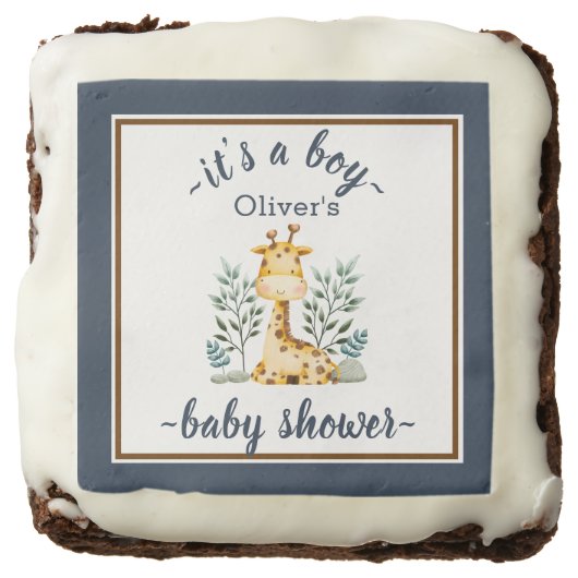 Jungle Animals Baby Shower Favor  Brownie (Front)
