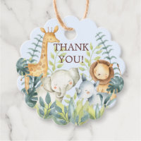 Jungle Animals Baby Shower Favor Gift Tag