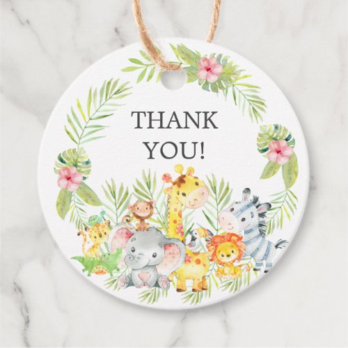 Jungle Animals Baby Shower Favor Gift Tag