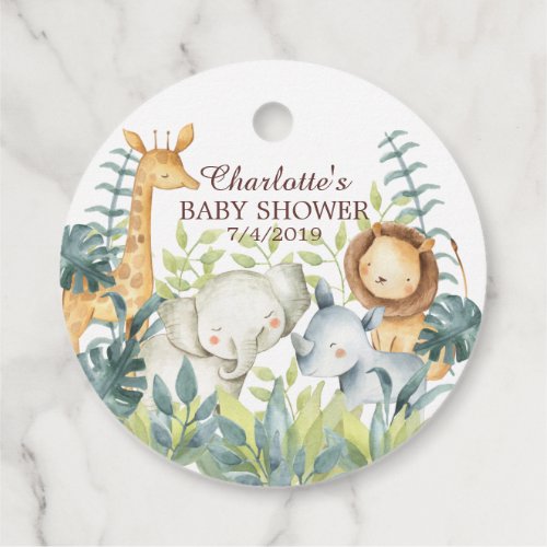 Jungle Animals Baby Shower Favor Gift Tag