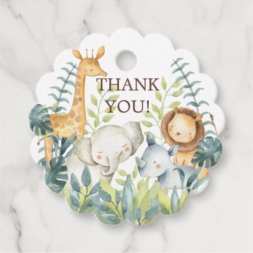 Jungle Animals Baby Shower Favor Gift Tag