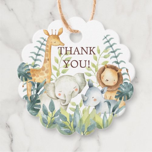 Jungle Animals Baby Shower Favor Gift Tag