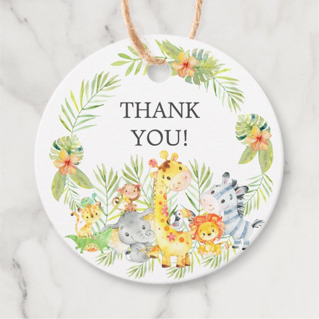 Jungle Animals Baby Shower Favor Gift Tag (Front)