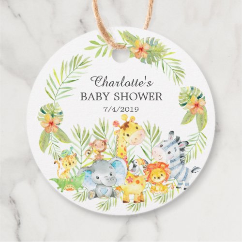 Jungle Animals Baby Shower Favor Gift Tag