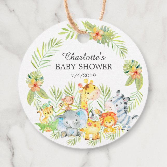 Jungle Animals Baby Shower Favor Gift Tag (Back)