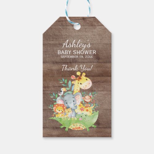 Jungle Animals Baby Shower Favor Gift Tag