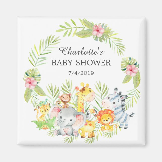 Jungle Animals Baby Shower Favor  Magnet (Front)
