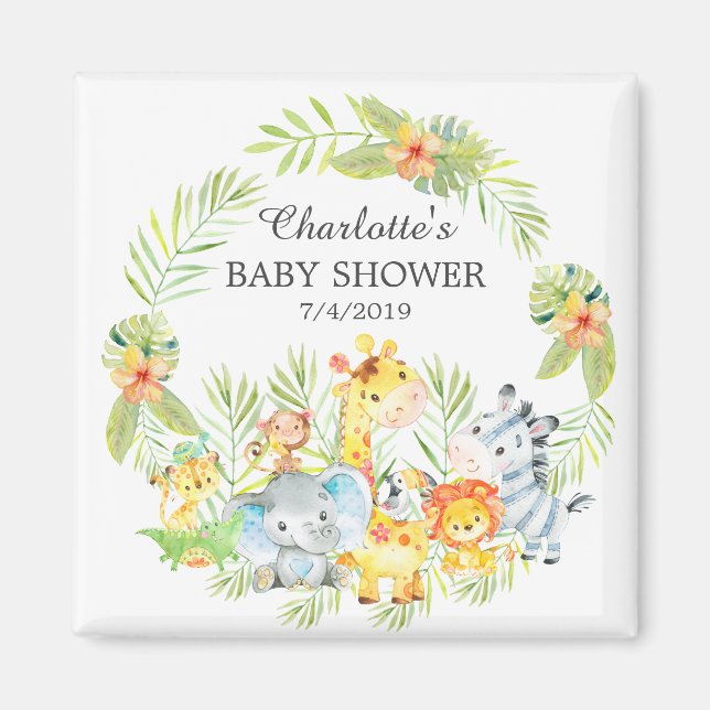 Jungle Animals Baby Shower Favor  Magnet (Front)