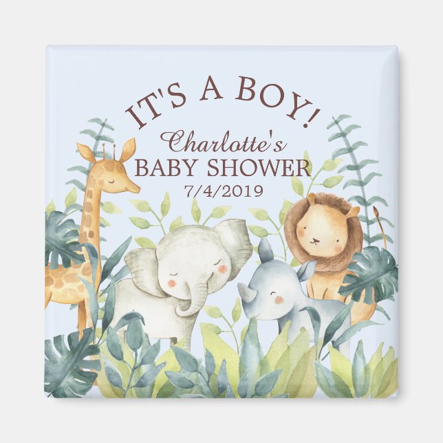 Jungle Animals Baby Shower Favor  Magnet (Front)
