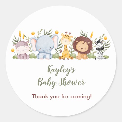 Jungle Animals Baby Shower Favor Stickers