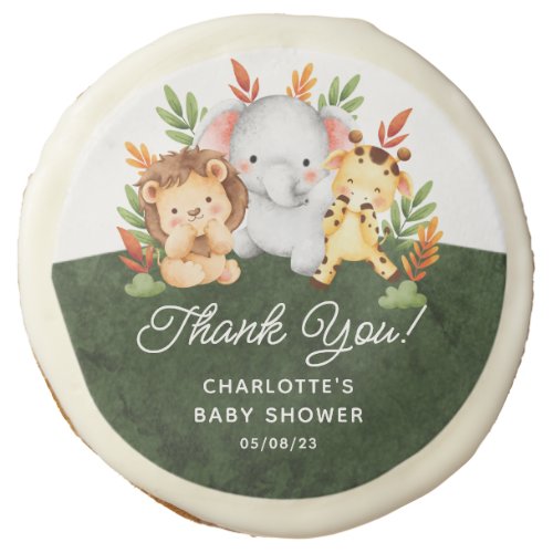 Jungle Animals Baby Shower Favor Sugar Cookie