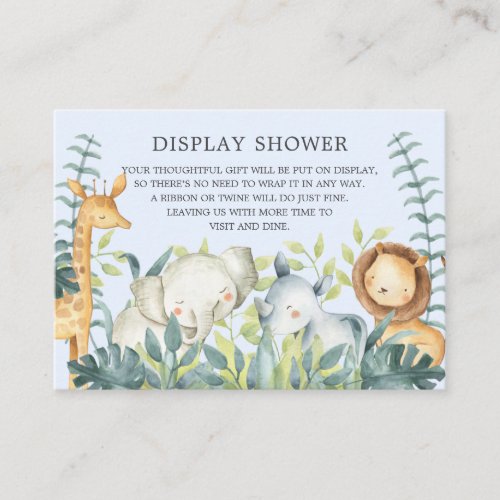 Jungle Animals Baby Shower Gift Display Shower Enclosure Card