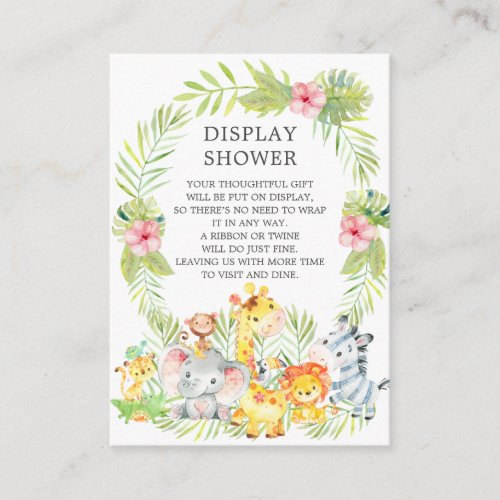 Jungle Animals Baby Shower Gift Display Shower Enclosure Card