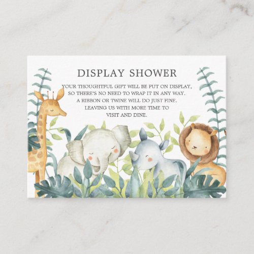 Jungle Animals Baby Shower Gift Display Shower Enclosure Card