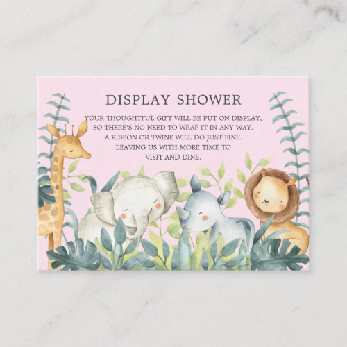 Jungle Animals Baby Shower Gift Display Shower Enclosure Card