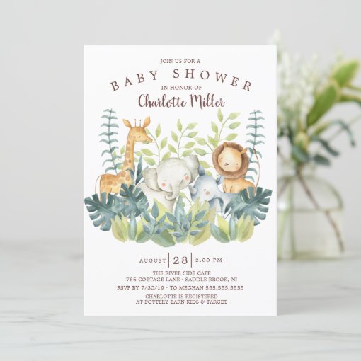 Jungle Animals Baby Shower Invitation | Zazzle