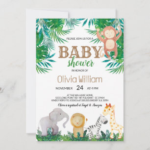 Jungle Animals Baby Shower Invitation