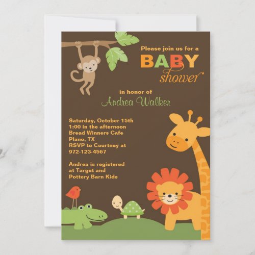 Jungle Animals Baby Shower Invitation