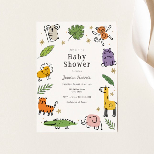 Jungle Animals Baby Shower Invitation  (Creator Uploaded)