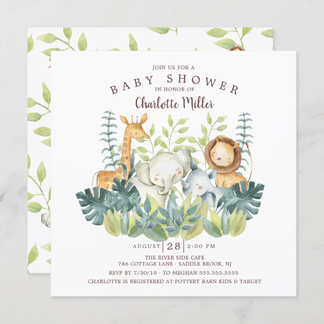 Jungle Animals Baby Shower Invitation | Zazzle