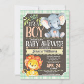 Jungle Animals Baby Shower Invitation Boy (Front)
