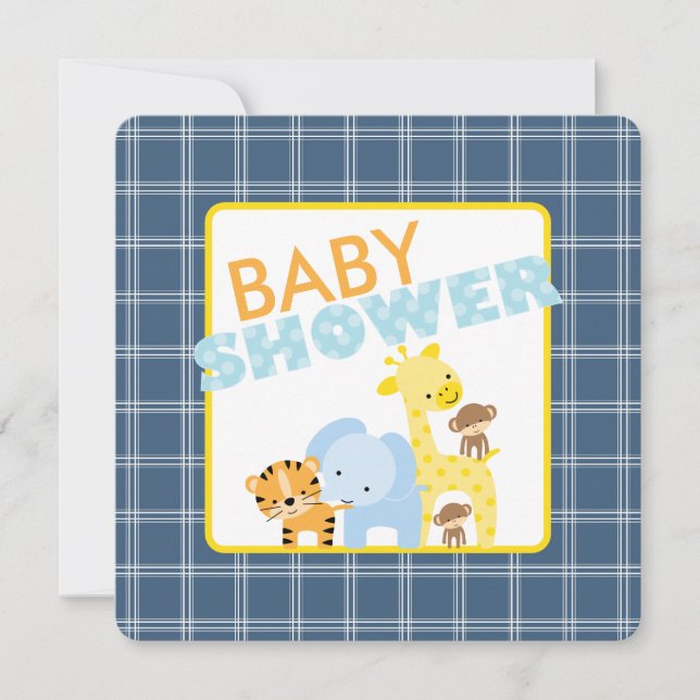 Jungle Animals Baby Shower Invitations (Front)