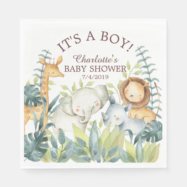 Jungle Animals Baby Shower  Paper Napkins (Front)