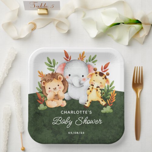 Jungle Animals Baby Shower Paper Plates