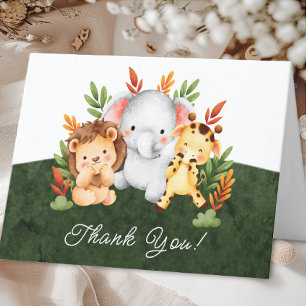 Jungle Animals Baby Shower Thank You Card