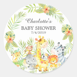 Jungle Animals Baby Shower Thank You Favor Classic Round Sticker