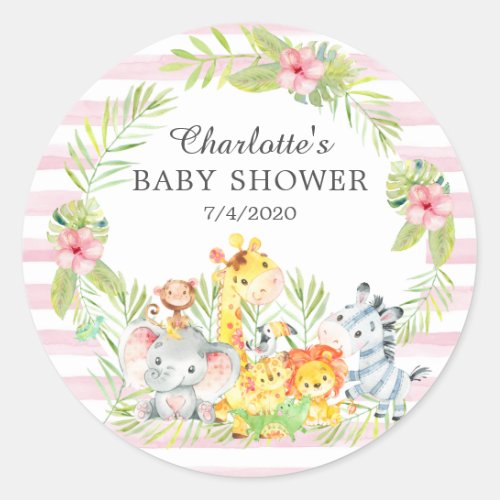 Jungle Animals Baby Shower Thank You Favor Classic Round Sticker