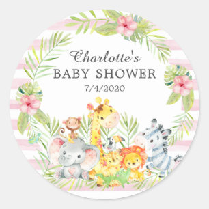Jungle Animals Baby Shower Thank You Favor Classic Round Sticker