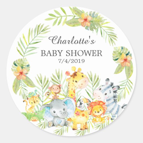 Jungle Animals Baby Shower Thank You Favor Classic Round Sticker