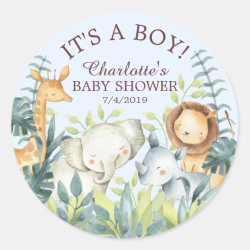 Jungle Animals Baby Shower Thank You Favor Sticker