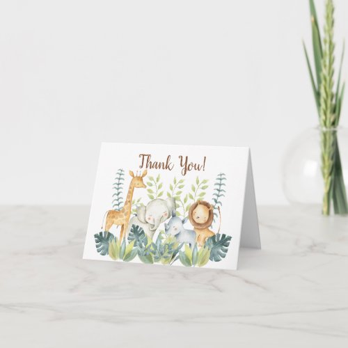 Jungle Animals Baby Shower Thank You Note