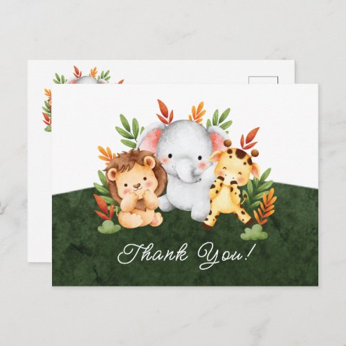Jungle Animals Baby Shower Thank You  Postcard