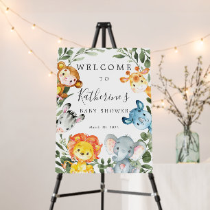 Jungle Animals Baby Shower Welcome Sign Foam Board